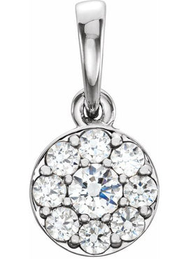 14K White Gold 1/4 CTW Natural Diamond Cluster Pendant