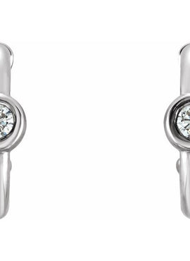 14K White Gold 1/5 CTW  Natural Diamond Huggie Hoop Earrings