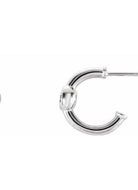 14K White Gold 1/5 CTW  Natural Diamond Huggie Hoop Earrings
