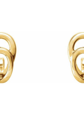 14K White Gold Geometric J-Hoop Earrings