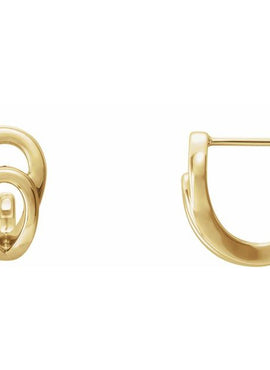 14K White Gold Geometric J-Hoop Earrings
