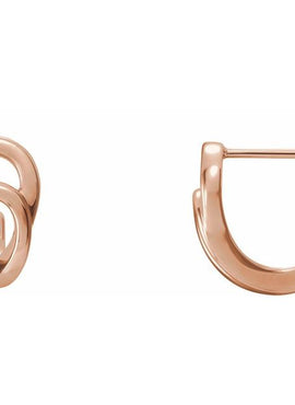 14K White Gold Geometric J-Hoop Earrings
