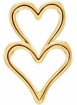 14K White Gold Double Heart Slide Pendant
