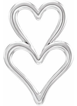 14K White Gold Double Heart Slide Pendant