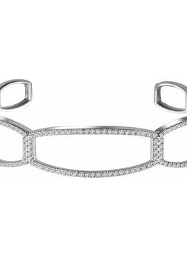 14K White Gold 3/4 CTW Natural Diamond Cuff 6 1/4