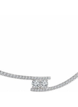 14K White Gold 3/8 CTW Natural Diamond Two-Stone Bar 16-18