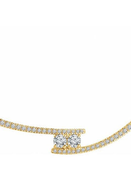 14K White Gold 3/8 CTW Natural Diamond Two-Stone Bar 16-18
