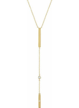 14K Yellow Gold .06 CTW Natural Diamond Bar 16-18