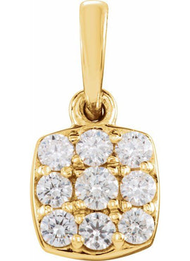 14K White Gold 1/4 CTW Natural Diamond Cluster Pendant