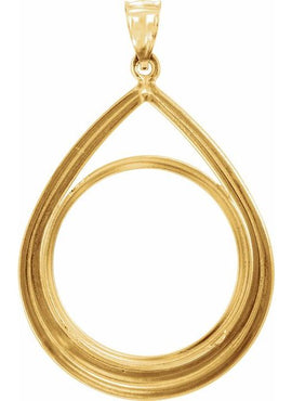 14K Yellow Gold Coin Frame Bezel Pendant Mounting for 27x2.2 mm Coin