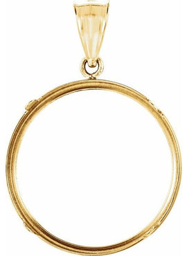 14K Yellow Gold Coin Frame Bezel Pendant Mounting for 22.5x1.4 mm Coin