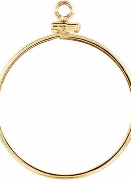 14K Yellow Gold Coin Frame Bezel Dangle for 27x2 mm Coin