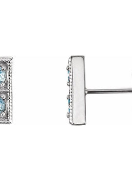 14K White Gold Natural Aquamarine Two-Stone Earrings
