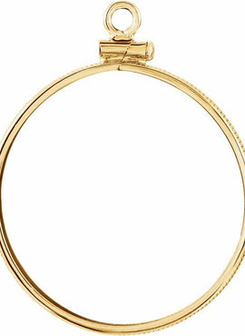 14K Yellow Gold Coin Frame Bezel Dangle for 27x2.2 mm Coin