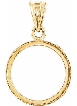 14K Yellow Gold Coin Frame Bezel Pendant Mounting for 13x1 mm Coin
