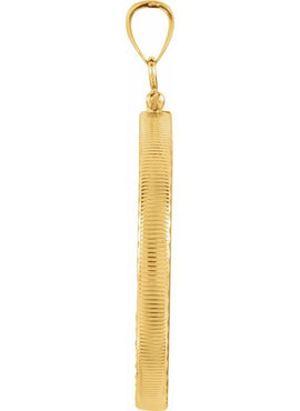14K Yellow Gold Coin Frame Bezel Pendant Mounting for 32.7x2.7 mm Coin