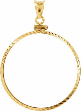 14K Yellow Gold Coin Frame Bezel Pendant Mounting for 32.7x2.7 mm Coin