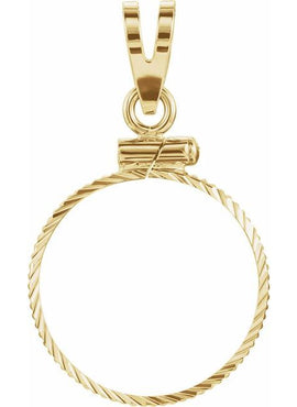 14K Yellow Gold Coin Frame Bezel Pendant Mounting for 16.5x1.1 mm Coin