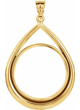 14K Yellow Gold Coin Frame Bezel Pendant Mounting for 27x2.2 mm Coin