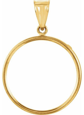 14K Yellow Gold Coin Frame Bezel Pendant Mounting for 22.5x1.4 mm Coin