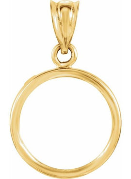 14K Yellow Gold Coin Frame Bezel Pendant Mounting for 13x1 mm Coin