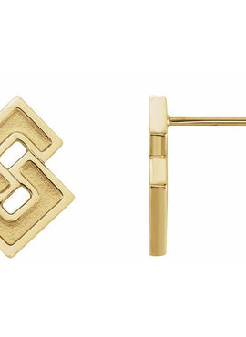 14K White Gold Geometric Earrings