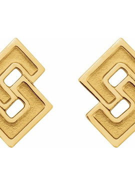 14K White Gold Geometric Earrings