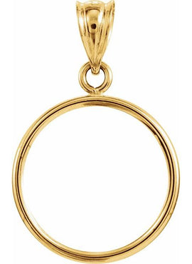 14K Yellow Gold Coin Frame Bezel Pendant Mounting for 15x.76 mm Coin
