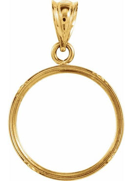 14K Yellow Gold Coin Frame Bezel Pendant Mounting for 15x.76 mm Coin