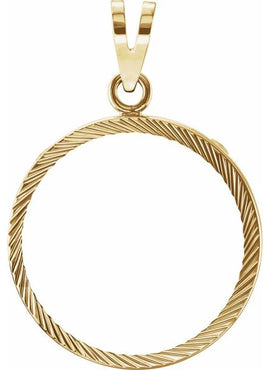 14K Yellow Gold Coin Frame Bezel Pendant Mounting for 21.5x1.5 mm Coin