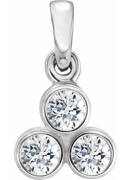 14K White Gold 1/10 CTW Natural Diamond Three-Stone Pendant