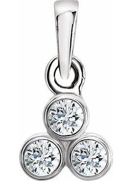 14K White Gold 1/10 CTW Natural Diamond Three-Stone Pendant