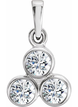 14K White Gold 1/10 CTW Natural Diamond Three-Stone Pendant