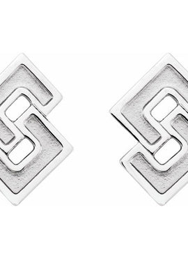 14K White Gold Geometric Earrings