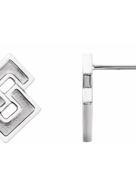 14K White Gold Geometric Earrings