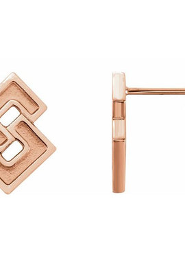14K White Gold Geometric Earrings