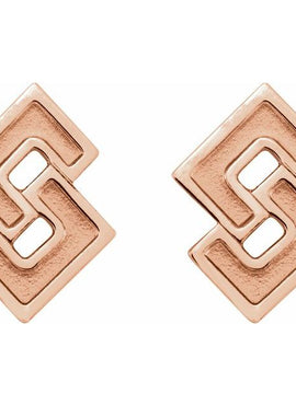14K White Gold Geometric Earrings