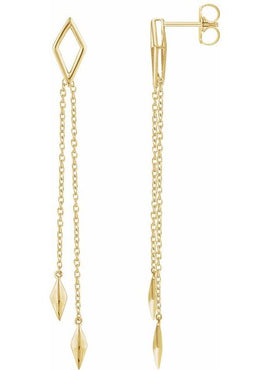 14K Yellow Gold Geometric Chain Earrings