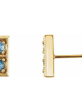 14K White Gold Natural Aquamarine Two-Stone Earrings