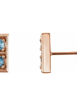 14K White Gold Natural Aquamarine Two-Stone Earrings