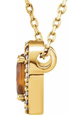 14K Yellow Gold Natural Citrine & .05 CTW Natural Diamond 16