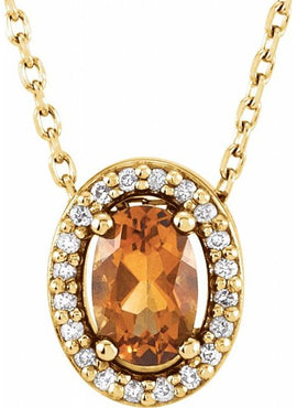 14K Yellow Gold Natural Citrine & .05 CTW Natural Diamond 16