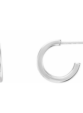14K White Gold Beaded 11.8 mm Hoop Earrings