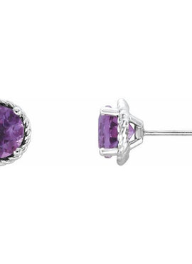 14K White Gold Amethyst Rope Earrings
