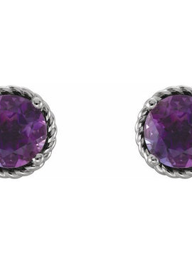 14K White Gold Amethyst Rope Earrings