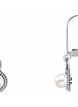 14K White Gold Beaded Cultured Freshwater Pearl Earrings