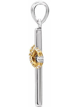 14K White Gold .06 CTW Natural Diamond Infinity-Inspired Cross Pendant