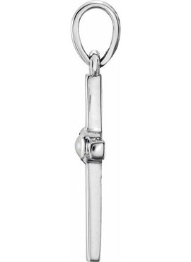 14K White Gold Cultured White Freshwater Pearl Cross Pendant