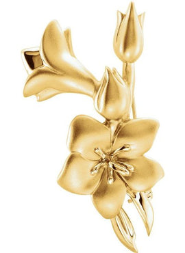 14K Yellow Gold Floral Brooch