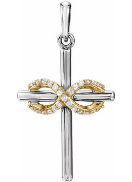 14K White Gold .06 CTW Natural Diamond Infinity-Inspired Cross Pendant